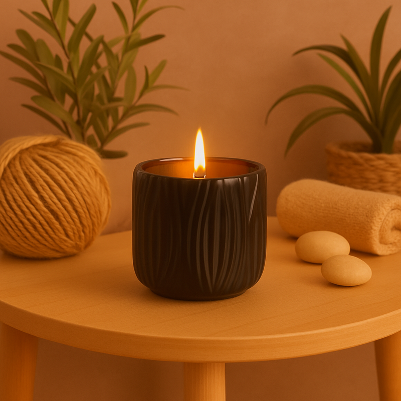 PORTA-VELAS DECORATIVO ÂMBAR DE VIDRO
