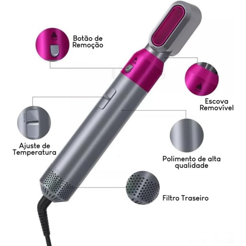 ESCOVA SECADORA DE CABELO 5 EM 1 PROFISSIONAL